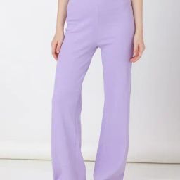 Zink London Lavender Cotton Regular Fit High Rise Trousers-image-13