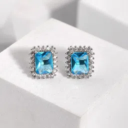 Voylla Rhodium-Plated American Diamond Studs-image-56