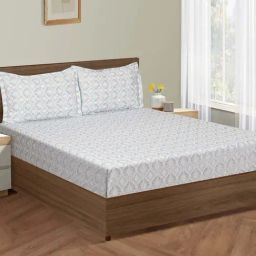 Swayam Grey Cotton 300 TC Double Size Bedsheet With Pillow Covers-13