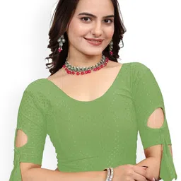 SS Sanket Synthetics Self Design Stretchable Saree Blouse-52