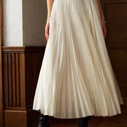 JC Mode A-Line Pleated Flared Midi Skirt-image-56