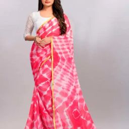 APNISHA Pink Printed Saree With Unstitched Blouse-picture-21
