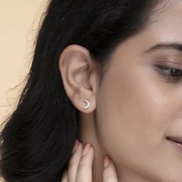 March by FableStreet Sterling Silver Crescent Moon Stud Earrings for Women-image-39