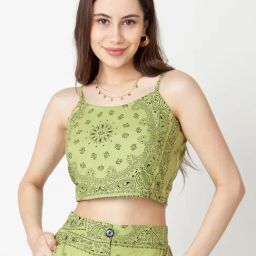 Zink London Green Printed Crop Top-picture-0