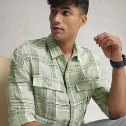 WROGN Pure Cotton Checked Drop-Shoulder Sleeves Comfort Fit Casual Shirt-image-71
