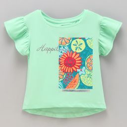 Vitamins Frill Sleeves Top Floral Print - Green-image-5