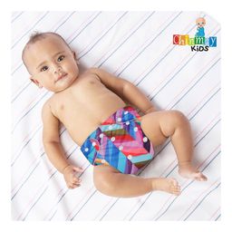 Chinmay Kids  Freesize Reusable Washable Adjustable Snap Buttons Cloth Diaper For Babies With Wet Free Insert Pads Leak Proof & Dry Feel-  Multicolor Line-15