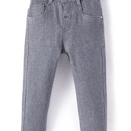 Babyhug Denim Full Length Washed Jeans with Stretch Solid Colour - Grey-image-100