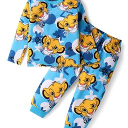 Babyhug Disney Full Sleeves Nightsuit Set With Simba Graphics - Blue-image-38