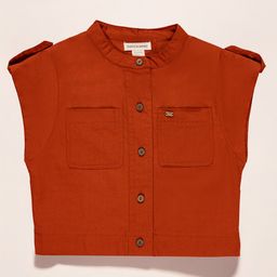 PURPLE UNITED KIDS Poplin Cap Sleeves Solid Top - Dark Orange-picture-25
