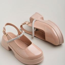 Shoetopia Stones Embellished Colour Blocked Ballerinas - Peach-image-42