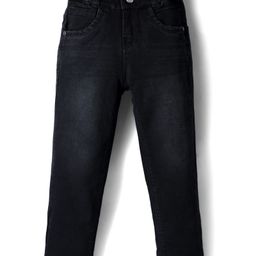 Olio Kids Denim Woven Full Length Solid Colour Jeans - Black-image-55