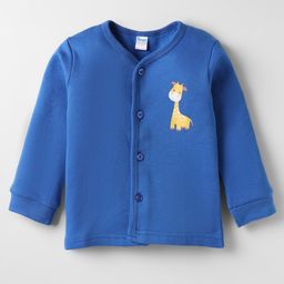Tango Fleece Knit Full Sleeves Front Open Jhabla with Giraffe Print - Blue-picture-45