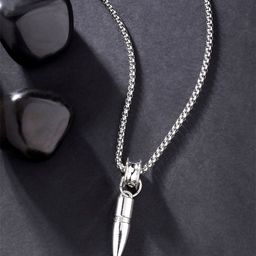 The Roadster Lifestyle Co Silver-Plated Bullet Pendant With Chain-image-21