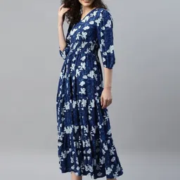 Jash Creation Floral Print Crepe Fit & Flare Maxi Dress-picture-8