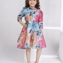 Peppermint Floral Print A-Line Dress-image-72