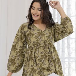 Nayo Floral Print Cotton Top-image-91