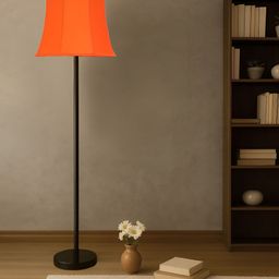 Devansh Orange & Black Wooden & Cotton Floor Lamp-picture-30