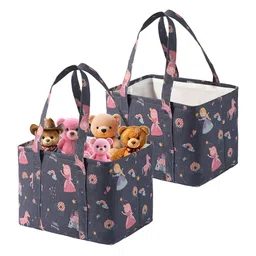 Kuber Industries Purple Set of 2 Regular Tote Basket Organisers-7