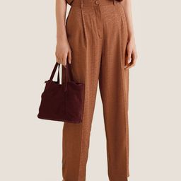 MANGO Women Rust Brown Regular Fit Self Design Trousers-image-107
