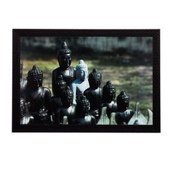 eCraftIndia Black Multiple Lord Buddhas UV Wall Painting-image-0