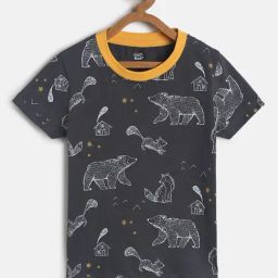 MINIKLUB Kids Black Printed T-Shirt-image-52