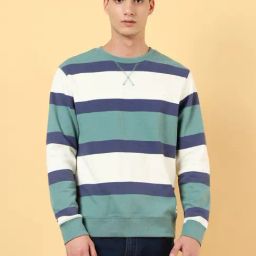 Wrangler Navy Blue Regular Fit Striped Sweatshirt-16