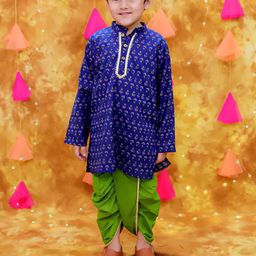 KID1 Boys Floral Printed Regular Pure Cotton Kurta with Dhoti Pants-image-57