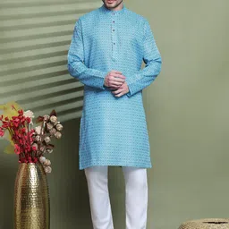 Armaan Ethnic Men Floral Printed Regular Kurta with Pyjamas-5