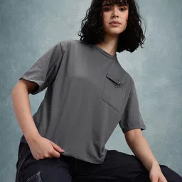 The Roadster Life Co. Drop-Shoulder Sleeves Pocket Detail Relaxed T-shirt-picture-19