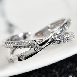 Zoey Silver-Plated Zircon-Studded Adjustable Finger Ring-27