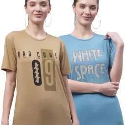 Vimal Jonney Beige & Blue Cotton Printed T-Shirt - Pack Of 2-picture-40