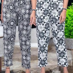 Kryptic Off White & Black Cotton Relaxed Fit Printed Lounge Pants - Pack of 2-image-83