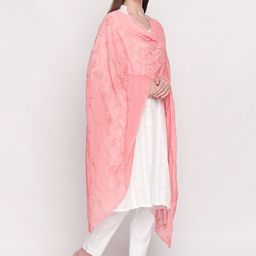 Dupatta Bazaar Peach-Coloured Embroidered Chiffon Dupatta image 4