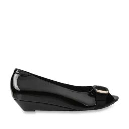 Metro Women's Black Peeptoe Wedges-image-109