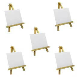 Eduway Wooden Mini Wooden Easel Tripod Stand 6 inch and 4x4 inch Canvas, (Pack of 10)-picture-45
