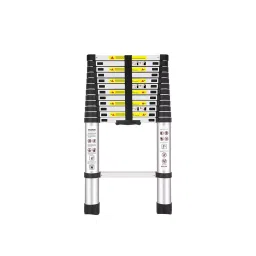 Pro Home 13 Steps Telescopic Extendable Aluminum Ladder Wall Reclining 502 cm Load Capacity 150 Kg Compact Design Silver, Black-42