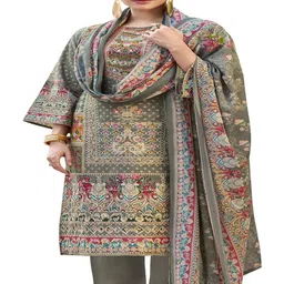 DRAVINAM Trends Embroidered Pure Cotton Unstitched Dress Material-picture-6
