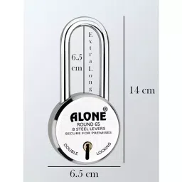 ALONE LOCKS Round 65 mm Alloy Steel Chrome 8 Same Keys Double Locking Padlock (Pack of 5) image 4