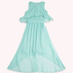 Pantaloons Junior Mint Green Cotton Self Pattern Dress-image-29