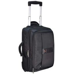 Swiss Military Black Solid Soft Small Laptop Trolley Backpack - 44 cm-14