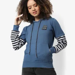 Campus Sutra Blue Cotton Regular Fit Hoodie-picture-12