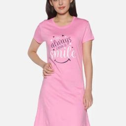 TWIN BIRDS Pink Printed Sleep Tee-image-33