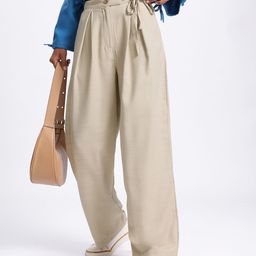 glitchez Women Tie-Up Equation Wide Leg Pleated Trousers-image-44