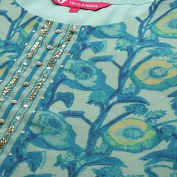 Varanga Floral Printed Regular Sequinned Kurta with Trousers & With Dupatta image 5