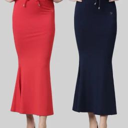 TWIN BIRDS Red & Navy Plain Saree Shapewear - Pack Of 2-image-43