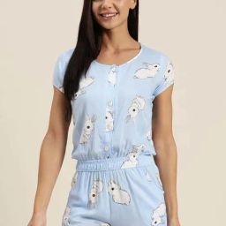 Sweet Dreams Sky Blue Graphic Print Romper-picture-34