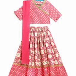 Campana Kids Pink Floral Print Lehenga, Choli with Dupatta-image-39
