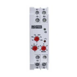 RS PRO Multi Function Timer Relay DIN Rail Mount 24 to 240 V AC/DC Model No. 8966850-18