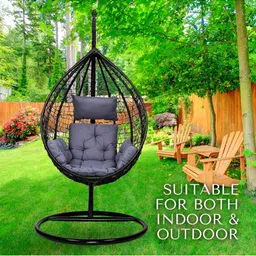 Swingzy Black & Grey Textured Hammock Swing With Cushion Set image 3